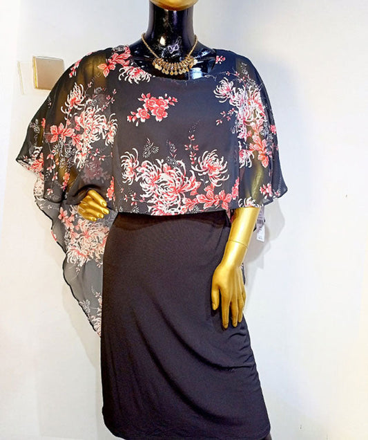 Glamour Nites Black & Flowery  Dress