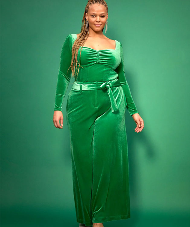 Ny&C Green Velvet 2 Piece Long Sleeve