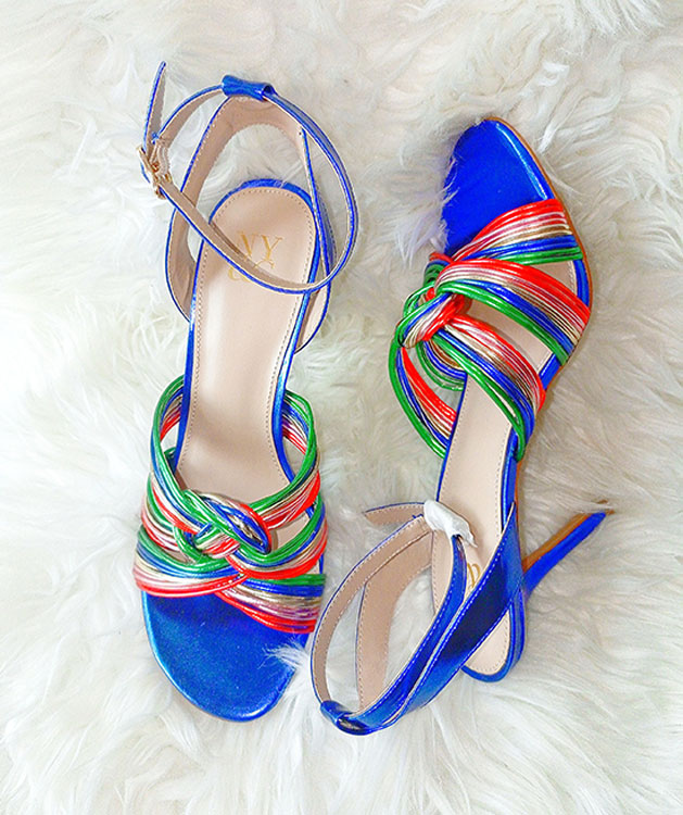 Ny&C Blue Sandal Blue Multi Heel