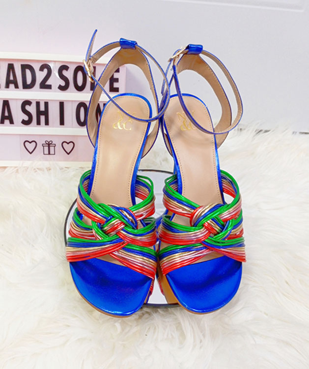 Ny&C Blue Sandal Blue Multi Heel