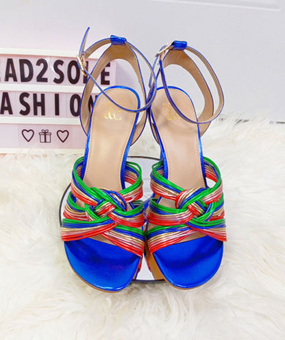 Ny&C Blue Sandal Blue Multi Heel