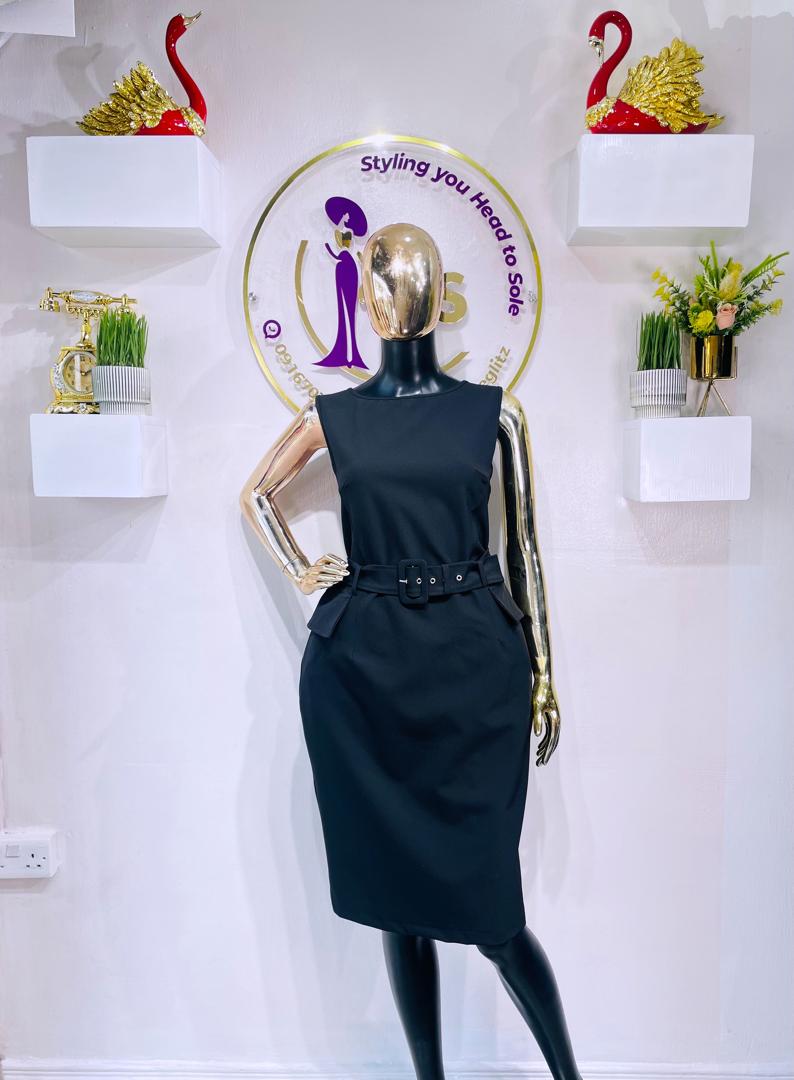 NY&C DRESS	BLACK SLEEVELESS DRESS WITH BELT